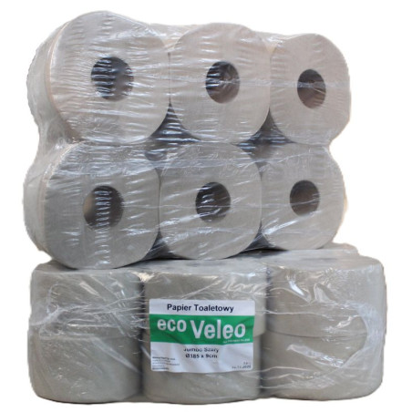 Papier toaletowy Jumbo szary 1 warstwowy 100mb Veleo Eco