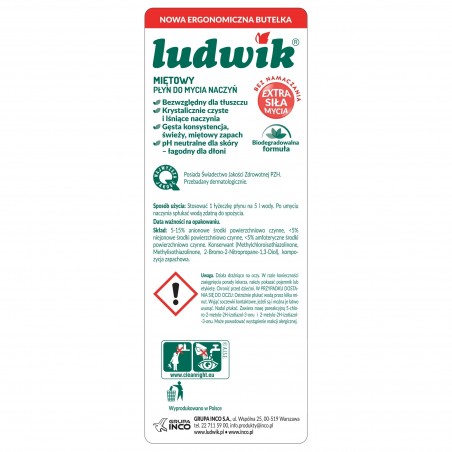 Ludwik  płyn do mycia naczyń miętowy 450g