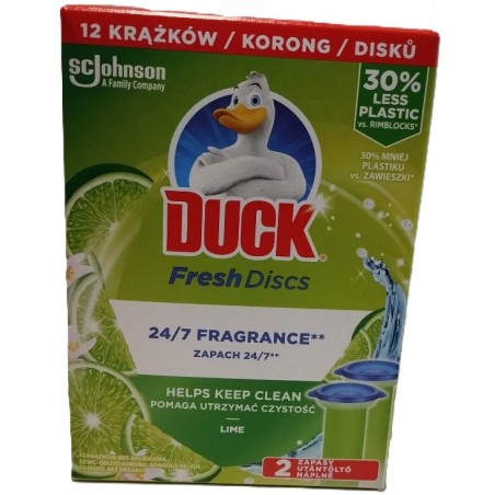 Duck Fresh Discs Żelowe krążki do toalety lime (limonka) 2x36ml zapas
