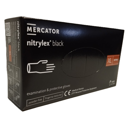 Rękawiczki nitrylowe MERCATOR® Nitrylex® Black XL 100 sztuk