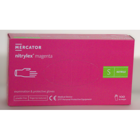 Rękawiczki nitrylowe MERCATOR® Nitrylex® Magenta S 100 sztuk