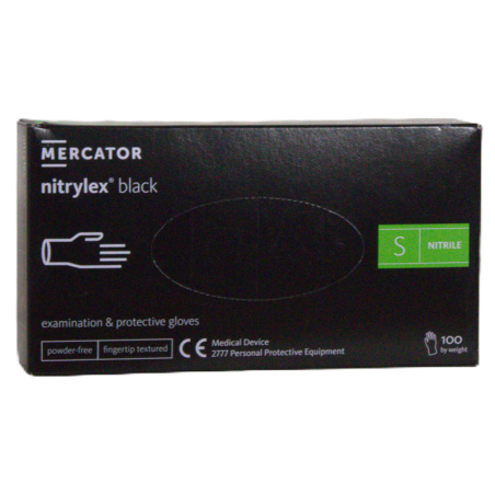 Rękawiczki nitrylowe MERCATOR® Nitrylex® Black S 100 sztuk