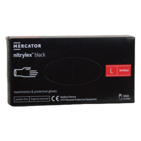 Rękawiczki nitrylowe MERCATOR® Nitrylex® Black L 100 sztuk