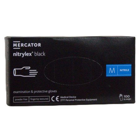 Rękawiczki nitrylowe MERCATOR® Nitrylex® Black M 100 sztuk