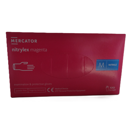 Rękawiczki nitrylowe MERCATOR® Nitrylex® Magenta M 100 sztuk